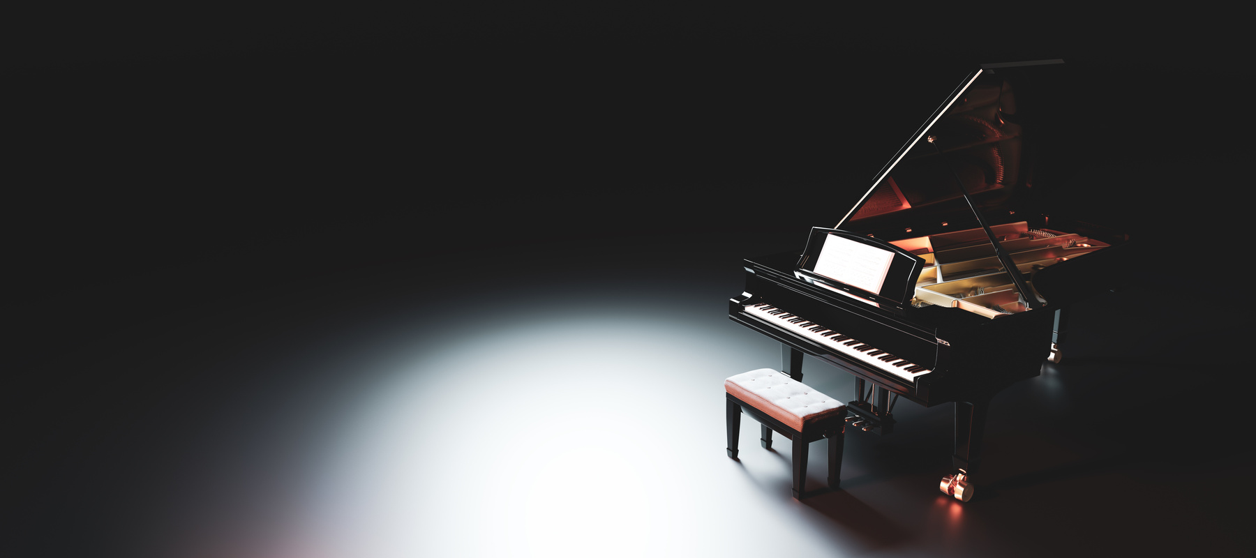 Classic Grand Piano Keyboard on Dark Background